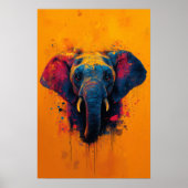 Affiche Éléphant Coloré Abstrait Animal Faune (Devant)