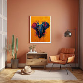 Affiche Éléphant Coloré Abstrait Animal Faune