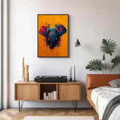 Affiche Éléphant Coloré Abstrait Animal Faune