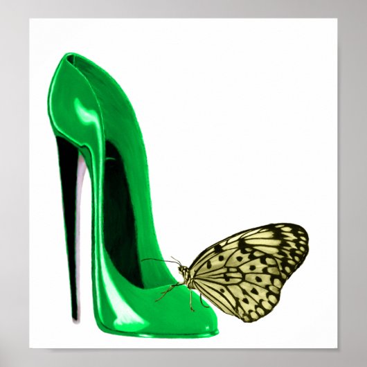 Affiche Emerald Green Stiletto et Butterfly Art (Devant)