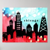 Affiche en aquarelle de Chicago (Devant)