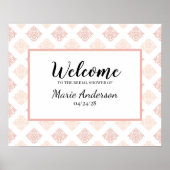 Affiche en damas rose pêche doux (Devant)