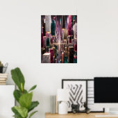 Affiche en marbre noir or rose sarcelle de luxe (Bureau à domicile)