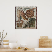 Affiche en mosaïque romaine 24" x 25" (Cuisine)