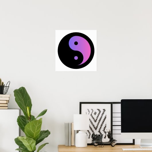 Affiche en papier Ying Yang violet et noir (mat) (Bureau à domicile)