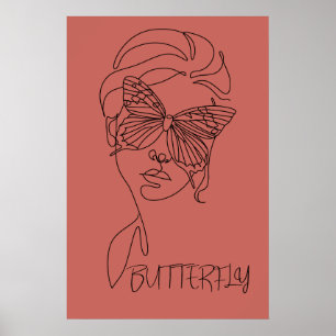 Affiche en terre cuite Masque Papillon Visage de F
