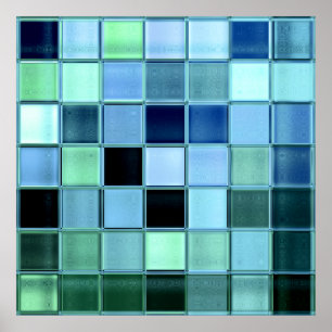 Affiche en verre de mosaïque de tuile de lac
