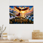 Affiche Épique de Fantasy Aigle Je Vole Libre (Cuisine)