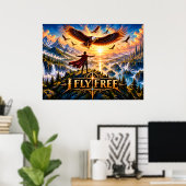 Affiche Épique de Fantasy Aigle Je Vole Libre (Bureau à domicile)