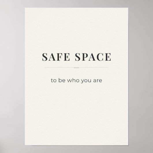 Affiche Espace Sûr Pour Être Soi-même - couleur be (Devant)
