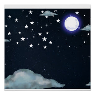 Affiche Étoiles Ciel Nocturne Clair de Lune