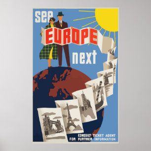 Affiche européenne de Vintage voyage
