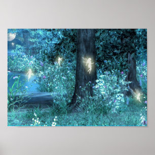 Affiche féerique magique de vol de nuit