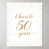 Affiche Félicitations Confettis Dorés pour 50 Ans (Devant)