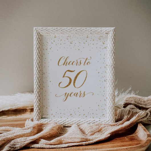 Affiche Félicitations Confettis Dorés pour 50 Ans