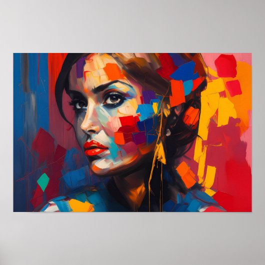 Affiche - Femme Arc-en-Ciel Abstrait (Devant)