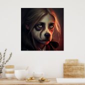 affiche femme fanatsy chien drole (Cuisine)