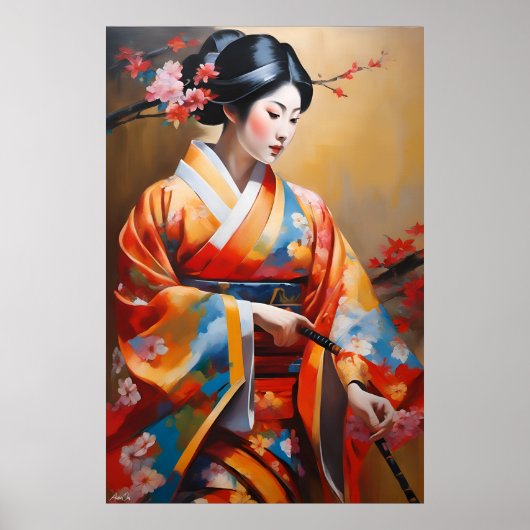 Affiche | Femme japonaise | Style de peinture à l' (Devant)