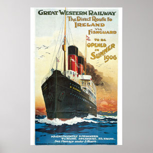 Affiche ferroviaire de Vintage voyage d'Oceanliner