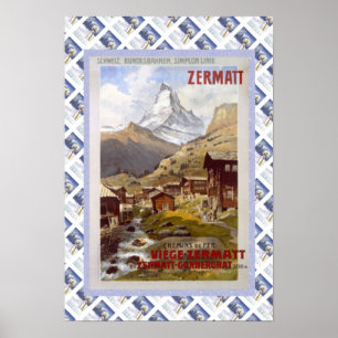 Affiche ferroviaire suisse vintage Zermatt