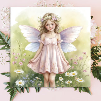 Affiche Fille Fée Fantaisiste dans un Jardin de Fl