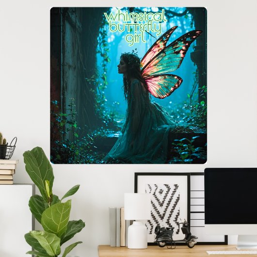 Affiche Fille Papillon Capricieuse (Bureau à domicile)