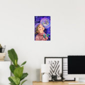 Affiche Fille Rêvant Mignonne (Bureau à domicile)