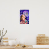 Affiche Fille Rêvant Mignonne (Cuisine)