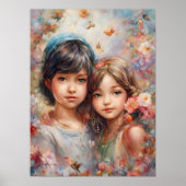Affiche Filles Magnifiques avec Fleurs (Devant)