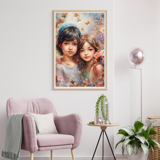 Affiche Filles Magnifiques avec Fleurs