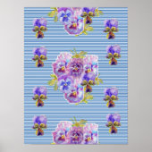 Affiche Fleur de Pensée Bleue Style Shabby Chic (Devant)