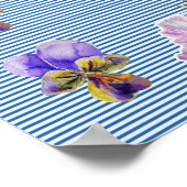 Affiche Fleur de Pensée Bleue Style Shabby Chic (Coin)