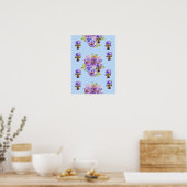 Affiche Fleur de Pensée point bleu Shabby Chic (Cuisine)