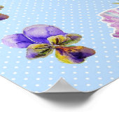 Affiche Fleur de Pensée point bleu Shabby Chic (Coin)