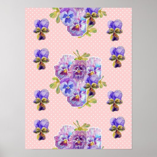 Affiche Fleur de Pensée Rose Style Shabby Chic (Devant)