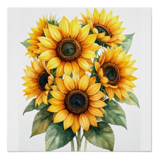 Affiche Fleur de Tournesol Doré (Devant)