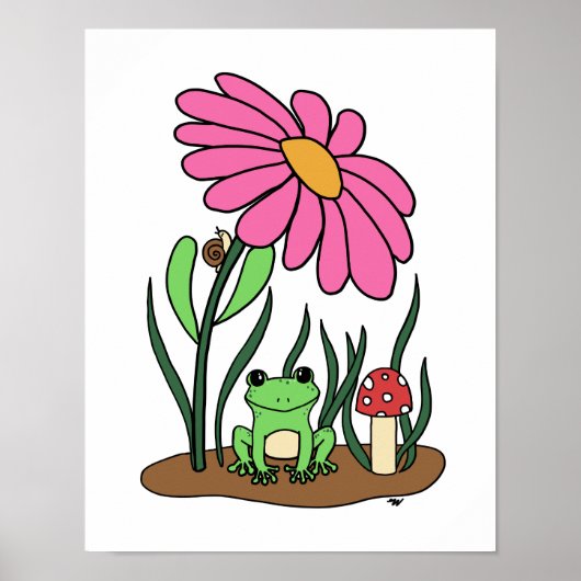 Affiche Fleur et Grenouille Mignonne (Devant)