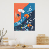 Affiche Fleurs Abstraites et Vives (Cuisine)