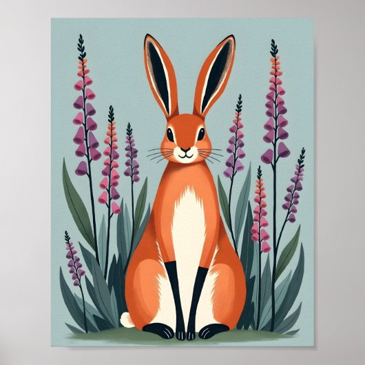 Affiche Fleurs de Digitale Lapin Orange (Devant)