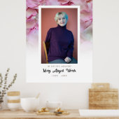 AFFICHE FLEURS ROSES EN MÉMOIRE AFFECTUEUSE (Cuisine)