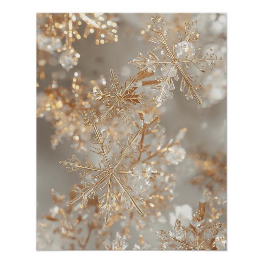 Affiche Flocons de Neige Feuille d'Or (Devant)
