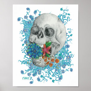 Affiche florale de crâne