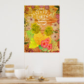 Affiche florale de pin d'ananas (Cuisine)