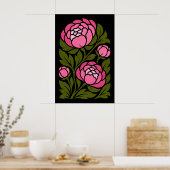 Affiche florale de pivoine rose, mur de fleurs bot (Cuisine)