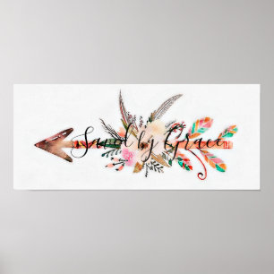 Affiche florale flèche sauvé par la grâce