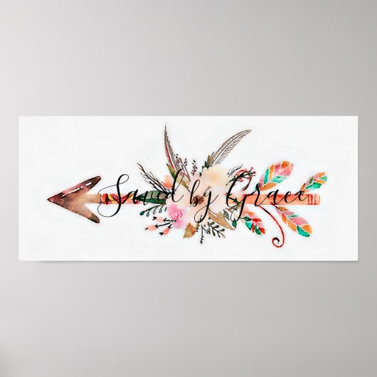 Affiche florale flèche sauvé par la grâce (Devant)