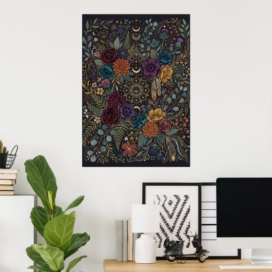 Affiche florale maximaliste sombre (Bureau à domicile)