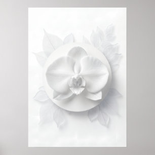 Affiche florale monochrome minimale Orchidée blanc