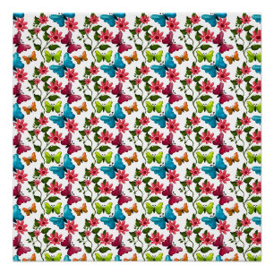 Affiche florale papillon de jardin printanier mode