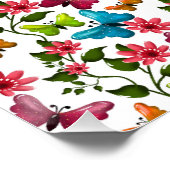 Affiche florale papillon de jardin printanier mode (Coin)